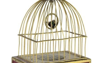 A Swiss Victorian Gilt Metal Singing Bird Cage
