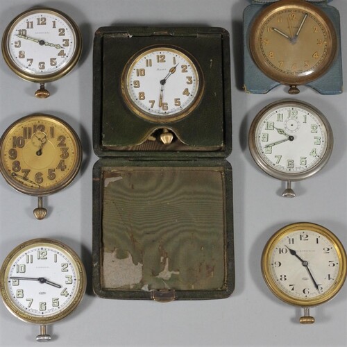 A Tiffany & Co 8 day travelling clock, two Elkington & Co ex...