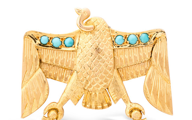 A Turquoise and Gold Brooch
