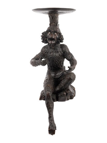 A Venetian Style Carved Walnut Figural Pedestal