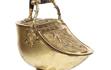 A Victorian brass coal helmet