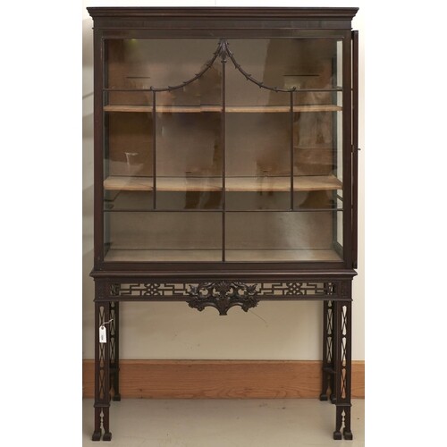 A Victorian mahogany Chippendale revival china cabinet, late...