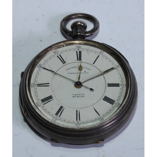 A Victorian silver open faced centre seconds chronograph poc...
