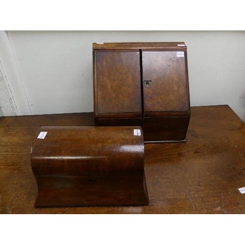 A Victorian walnut Stationery Box, the sloping front with do...