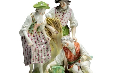 A Vienna porcelain figure group of Harvesters, emblematic of Summer, Circa 1760