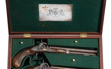 A cased pair of percussion pistols, Tanner of Hanover, circa 1840