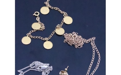 A collection of gold jewellery approx. 11 grams and a silver...