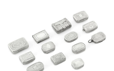 A collection of thirteen silver vinaigrettes