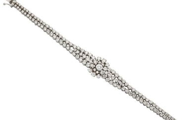 A diamond bracelet, the central cluster with...