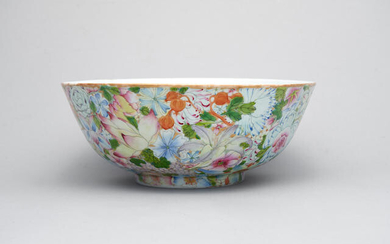 A famille-rose 'hundred flowers' bowl