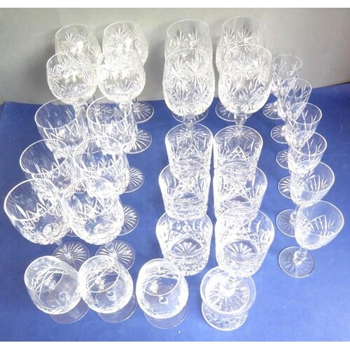 A good selection of hand-cut drinking glasses: to include a ...