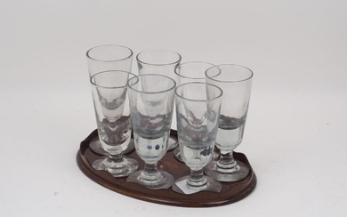 A group of drinking glasses, 19th century of inverted conical...