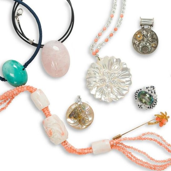 A group of gemstone jewelry