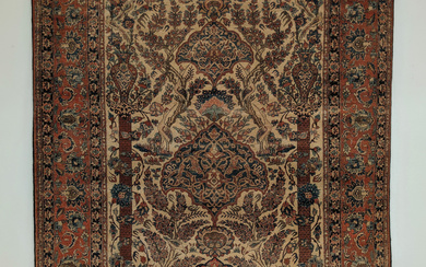 A hand-knotted rug, antique Isfahan, figural.