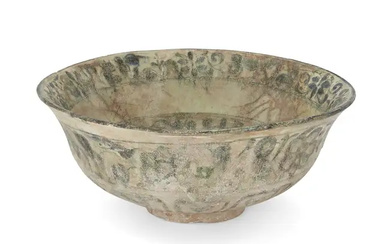 A large blue and white pottery bowl, Kubachi, Safavid Caucasus, 17th century...