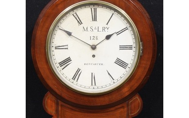 A late 19th century drop dial fusee railway timepiece, 30.5c...