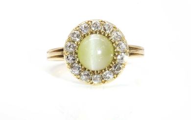 A late Victorian chrysoberyl and diamond circular cluster ring
