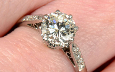 A mid 20th century 18ct gold circular-cut diamond single-stone ring.
