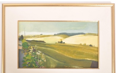 A mid-century landscape painting titled to verso in pencil '...