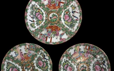 A modern Chinese Canton Famille Rose plate, diameter 25cm, and...
