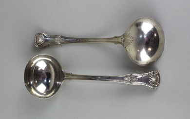 A pair of George IV silver Kings pattern ladles
