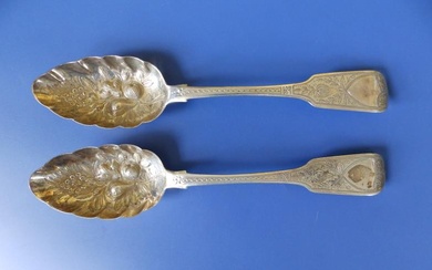 A pair of Irish silver berry spoons