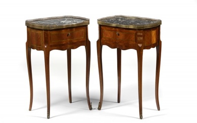 A pair of Louis XVI style side tables