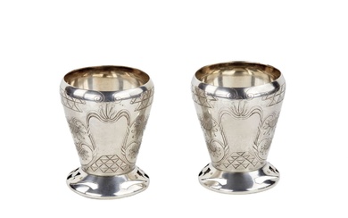 A pair of Russian silver vases in the Art Nouveau...