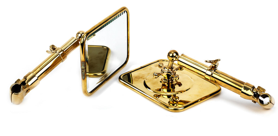A pair of brass side-mirrors