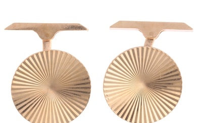 A pair of mid-20th century 9ct gold fluted cufflinks, maker ...