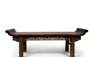 A rare and large Chinese huali recessed leg bench Qing dynasty, 17th...