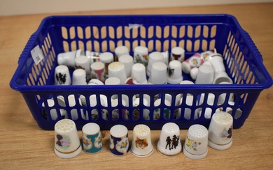 A selection of ceramic decorative thimbles (45 approx).