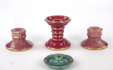 A set of 4 porcelain candlesticks, Gustavsberg and Gefle.