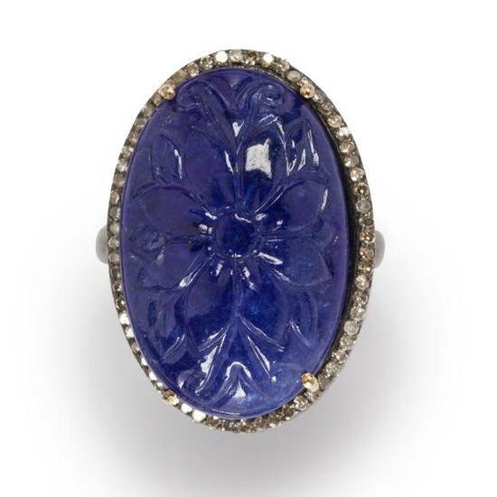 A tanzanite and diamond ring