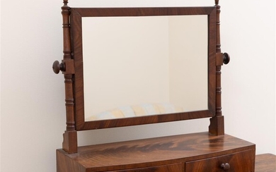 A timber dressing table square shaped turning mirror with two...