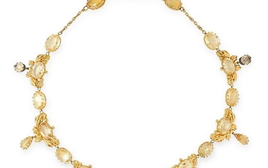 AN ANTIQUE CITRINE NECKLACE in high carat yellow gold