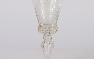 AN EARLY TO MID 18TH CENTURY BOHEMIAN GOBLET OF LARGE FORM.