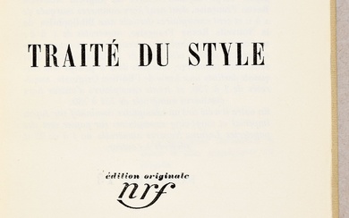 ARAGON, Louis Traité du style. Paris Gallimard, nrf (1928) In-12. Bradel demi-toile ivoire signé Delapierre,...