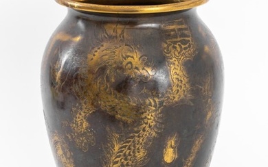 After Paul Haustein Brass Dragon Motif Vase