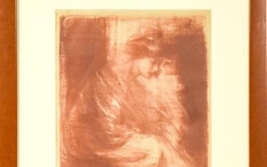 Albert de Belleroche Lithograph of Seated Girl
