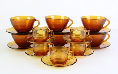 Amber coloured glass French tea suite