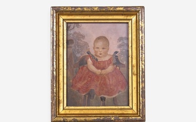 American School 19th century, Portrait Miniature of an Infant in High Chair