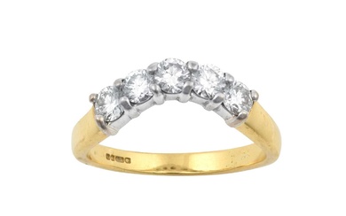 An 18 Carat Gold Diamond Five Stone Wishbone Ring the...