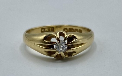 An 18ct gold ring set with single old cut...