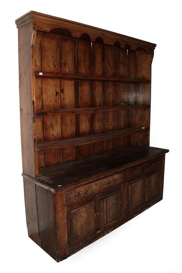 An 18th Century Provincial Pine and Elm Enclosed Dresser and...