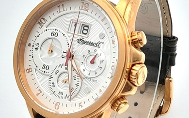 An Ingersoll Chronograph Quartz Gents Watch. Brown leather strap....