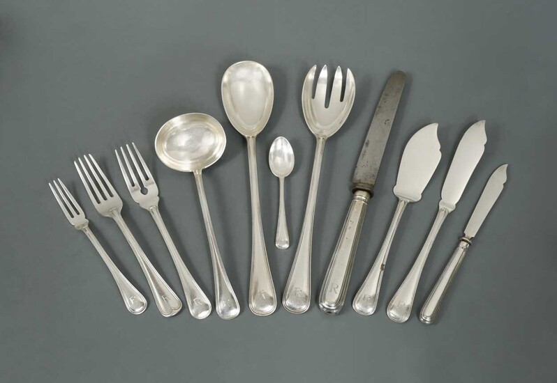 An early 20th century 127-piece set of German metalwares silver cutlery and flatware