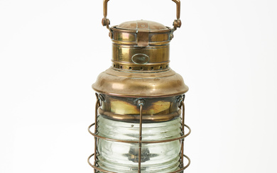 An early 20th century 'Perko' anchor lantern, Perkins Marine Lamps Corporation, Brooklyn, New York, brass.