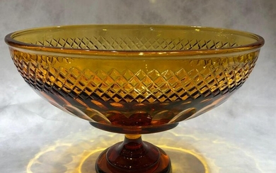 An italian amber cut crystal footed center pc