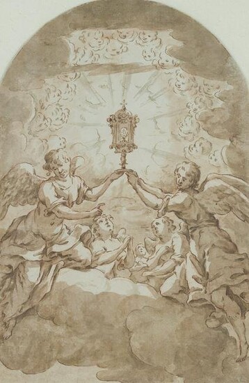 Anonymous (17th), Angel in the clouds with monstrance